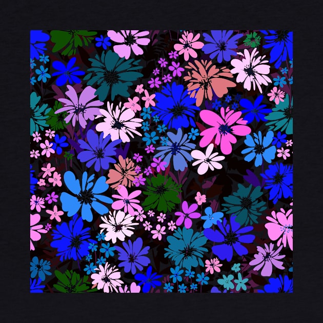 Blue And Pink Flowers by Gush Art Studio 1